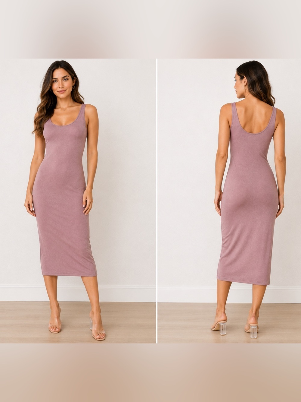 WantMyLook Dusty Mauve Bodycon Maxi Dress | Size Small | Soft & Stretchy